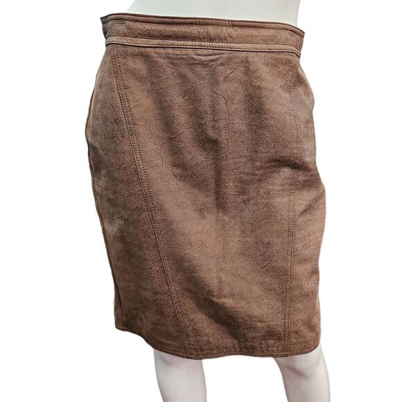 Vintage 90's Tarazzia International Leather Pencil Skirt Sz 14 - Picture 3 of 9
